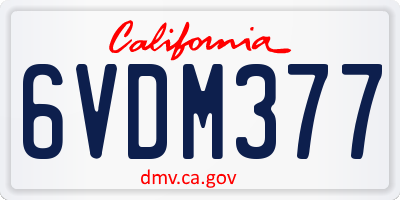 CA license plate 6VDM377