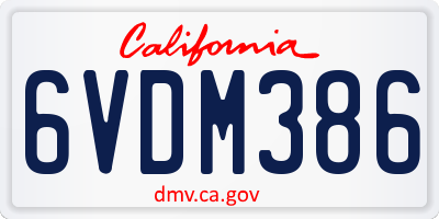 CA license plate 6VDM386