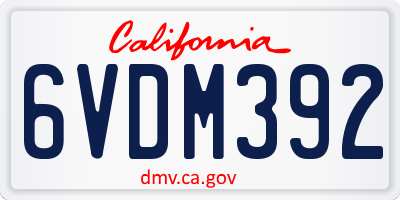 CA license plate 6VDM392