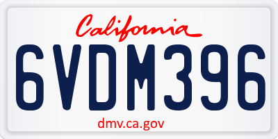 CA license plate 6VDM396