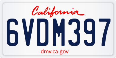 CA license plate 6VDM397