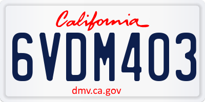 CA license plate 6VDM403