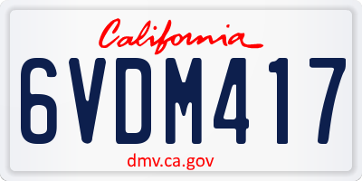 CA license plate 6VDM417