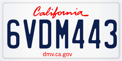 CA license plate 6VDM443