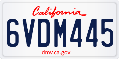 CA license plate 6VDM445
