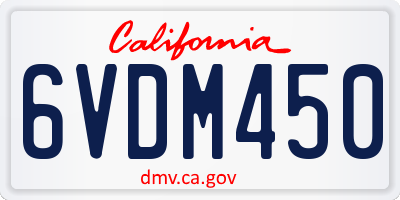 CA license plate 6VDM450
