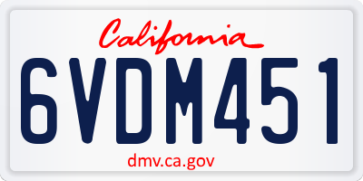 CA license plate 6VDM451