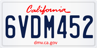 CA license plate 6VDM452