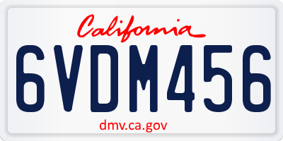 CA license plate 6VDM456