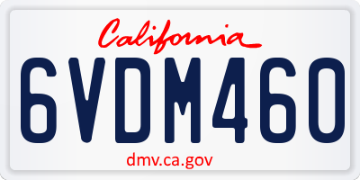 CA license plate 6VDM460