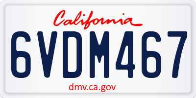 CA license plate 6VDM467