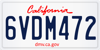 CA license plate 6VDM472