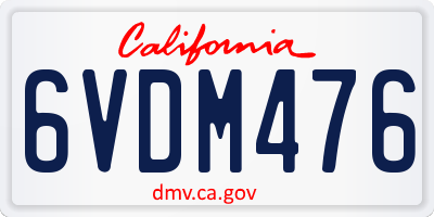 CA license plate 6VDM476