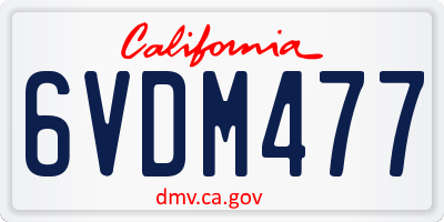 CA license plate 6VDM477