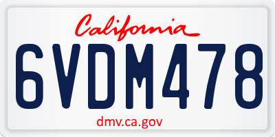 CA license plate 6VDM478
