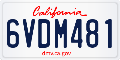 CA license plate 6VDM481