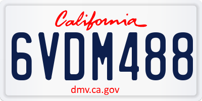 CA license plate 6VDM488