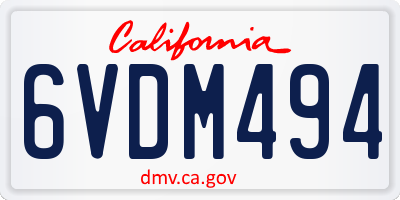 CA license plate 6VDM494