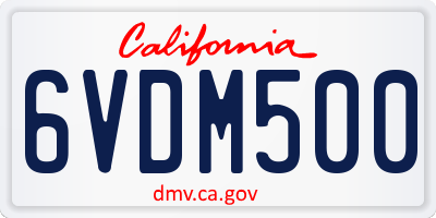 CA license plate 6VDM500