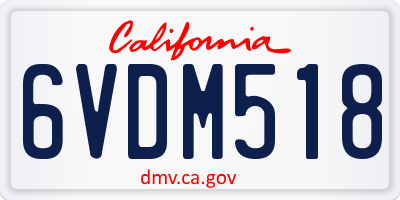 CA license plate 6VDM518