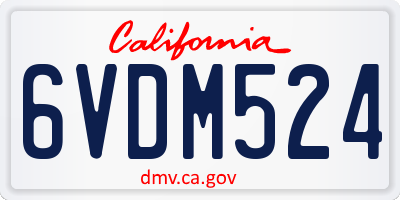 CA license plate 6VDM524