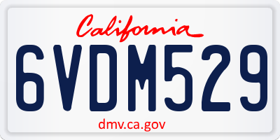 CA license plate 6VDM529