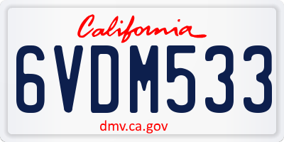 CA license plate 6VDM533