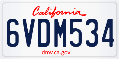CA license plate 6VDM534
