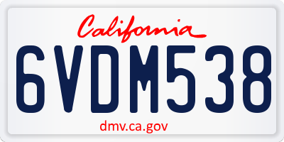 CA license plate 6VDM538