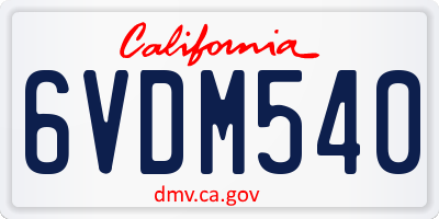 CA license plate 6VDM540