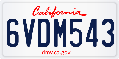 CA license plate 6VDM543