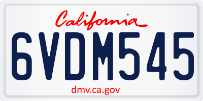 CA license plate 6VDM545