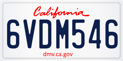 CA license plate 6VDM546