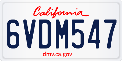 CA license plate 6VDM547