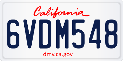 CA license plate 6VDM548