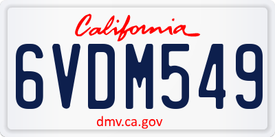 CA license plate 6VDM549