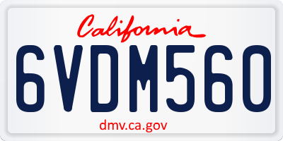 CA license plate 6VDM560