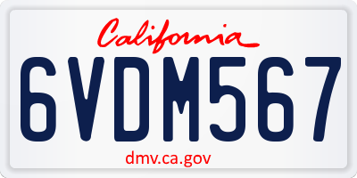 CA license plate 6VDM567