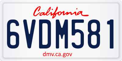 CA license plate 6VDM581