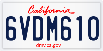 CA license plate 6VDM610