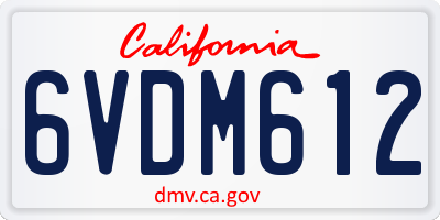 CA license plate 6VDM612