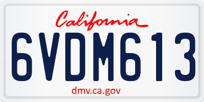 CA license plate 6VDM613