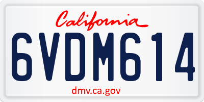 CA license plate 6VDM614