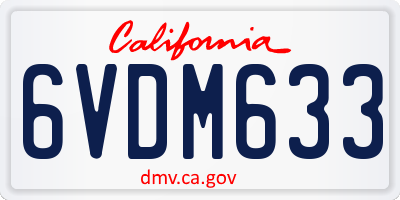 CA license plate 6VDM633