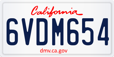 CA license plate 6VDM654