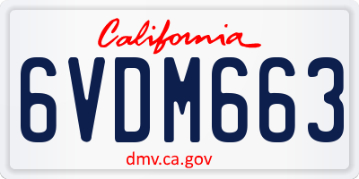 CA license plate 6VDM663