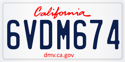 CA license plate 6VDM674