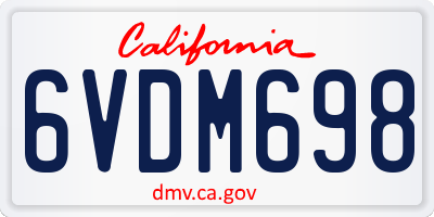 CA license plate 6VDM698