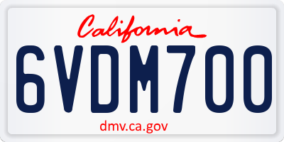 CA license plate 6VDM700