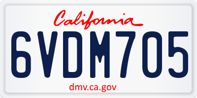 CA license plate 6VDM705